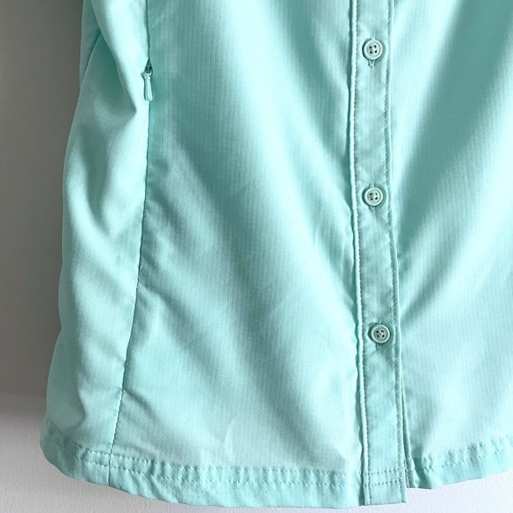 Columbia Green Omni Shade Sun Protection Sleeveless Button Down Blouse Top S - Picture 7 of 10